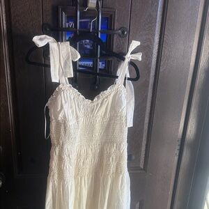 Moon River Cream Smocked Dress